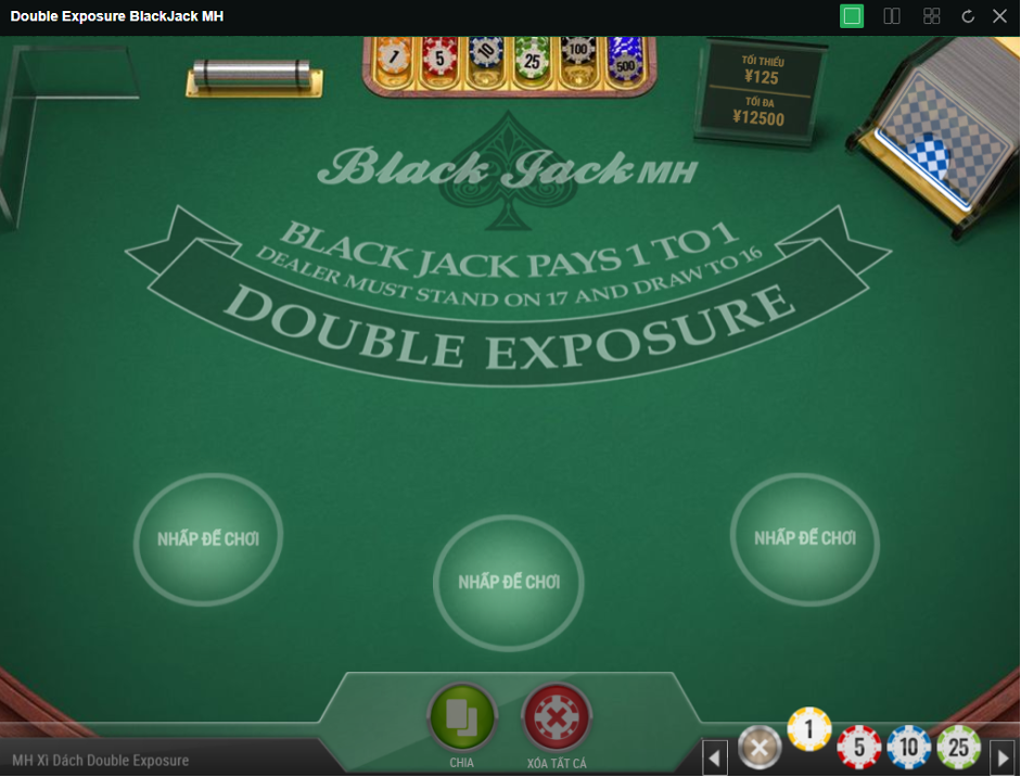 Giao diện trò chơi trên bàn Blackjack